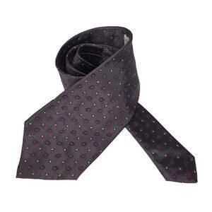 GIANNI VERSACE GRAY SILK TIE 3" VINTAGE 90's ITALY PURPLE/PINK PAISLEY PATTERN